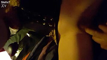 Petite French punk teases in lingerie exhibition