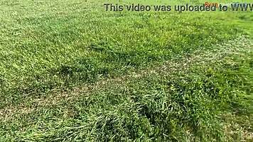 Masterbating naked outdoors in fall with dirty talk and feet