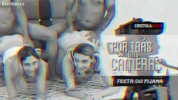 Wow behind scenes pijama party turns into blonde deepthroat facial on monster cock!