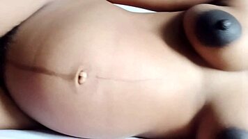 pregnant babe on bed flaunts amazing pussy sexy boobs
