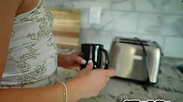 Big ass cheerleader Kait delivers blowjob then hardcore pounding