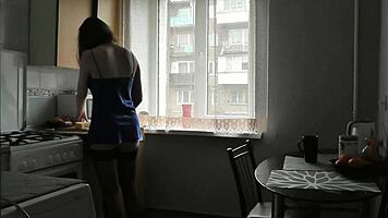 Morning Lingerie Kitchen Tease