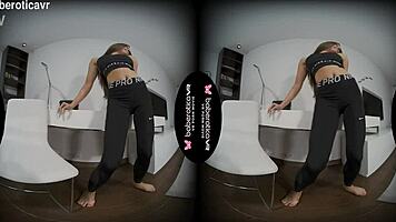 Hey watch solo brunette teen miledy tease her shaved pussy with toy vr fun! 😘🧸