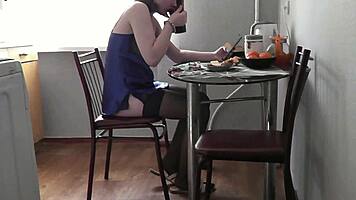 Morning Lingerie Kitchen Tease