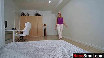 Stepgranny begs for young cock cum in hot oral session