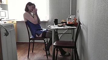 Morning Lingerie Kitchen Tease