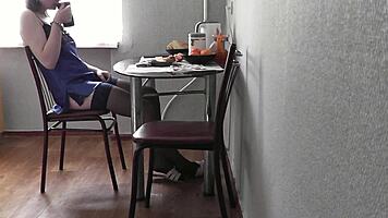 Morning Lingerie Kitchen Tease