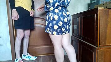 mature milf drains virgin courier's load hard