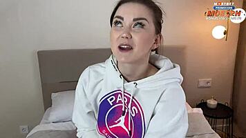 Young Brunette in Panties Rides Cock to Creampie Bliss