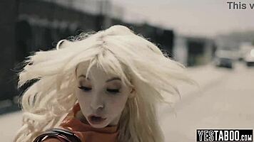 Big tits milf cop straps on huge cock to punish tiny teen criminal deep and hard