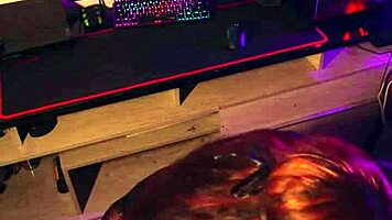 He pauses his game for her sloppy blowjob then fucks hard.