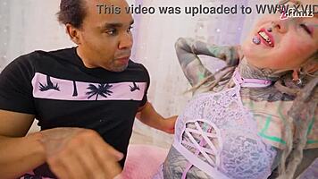 hey watch this tattooed goth take monster bbc deep in ass with atm deepthroat facial