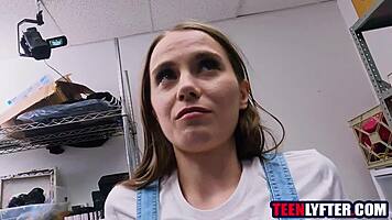 cute petite brunette thief stripped fucked hard sucking big cock by mall cop