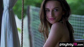 gloria sol ukrainian stunner bares big natural tits in outdoor revealing strip