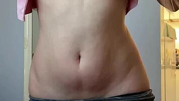 Petite maiskii strips teases shaved pussy with toys fingering to orgasm