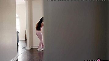 young guy spies on hot ebony duo getting playful together