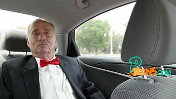 horny old man still rocks his massive cock on young babe