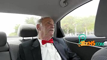 horny old man still rocks his massive cock on young babe