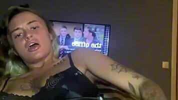 Damn! Goth Slut Pounds Her Tight Pussy and Big Ass with Huge Cock!