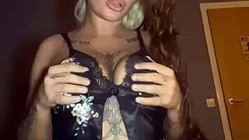 Damn! Goth Slut Pounds Her Tight Pussy and Big Ass with Huge Cock!