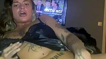 Damn! Goth Slut Pounds Her Tight Pussy and Big Ass with Huge Cock!