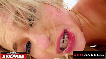 Tight fuck toy Emma Rosie drilled deep in gaping anal double