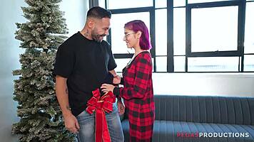Petite Victoria Cherry stuffed hard by monster cock for Christmas