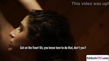 big tits lesbian squirts wildly on petite teen facesit