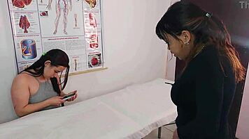 lesbian couple shocked by male gyno turning exam kinky!