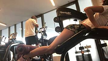 Sweaty Gym Babe Works Out Her Horny Body