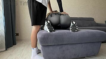 Juicy babe acts dumb to deepthroat coach's big dick.