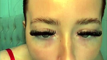 Horny brunette masturbates intensely while neighbor watches nearby