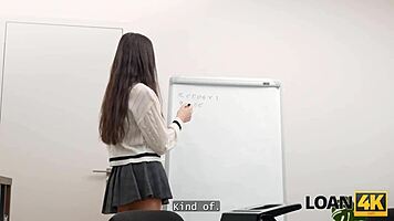 tight shaved babe finds glory hole bliss at work desk casting