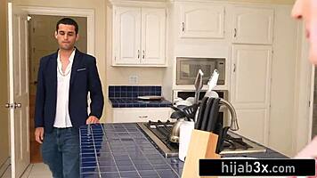 Husband watches two exotic brunette muslim wives scissor and ride wildly