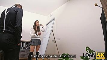 tight shaved babe finds glory hole bliss at work desk casting