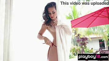 Petite natural teen hanna rai strips naked outdoors relaxing!