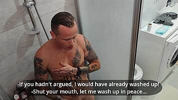 My rude dormmate got her ass pounded hard in the shower