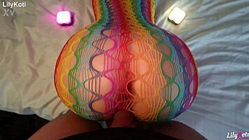 horny gf with huge tits sucks in homemade fishnet sex tape