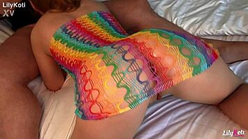 horny gf with huge tits sucks in homemade fishnet sex tape