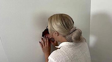 hey this blonde slut deepthroats gloryhole cock then rides it hard