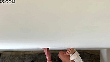 hey this blonde slut deepthroats gloryhole cock then rides it hard