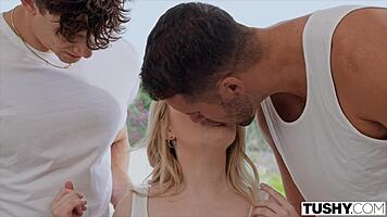 Haley Spades tiny blonde petite ass destroyed crazy dp double penetration mmf workout