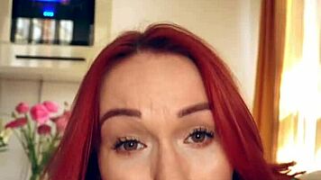 Tattooed redhead beauty sucks cock deep in secret nap pov