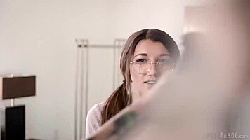 i'm the geek girl licking roomie's girlfriend pussy wildly in kitchen