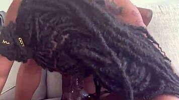 Redbone Grinds Hard on Massive Strapon