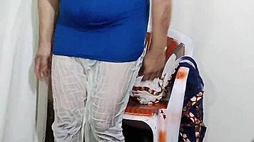 Desi big ass babe in wet clothes flaunts long nipples for total trance fuck