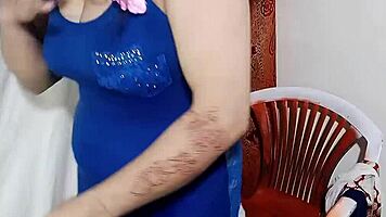 Desi big ass babe in wet clothes flaunts long nipples for total trance fuck