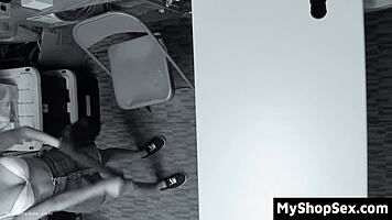 officer bends tight black pussy over desk for hardcore doggystyle search