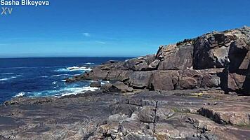 russian nudist sasha bikeyeva perfect nude body atlantic coast stroll