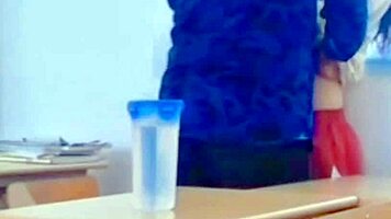 vietnamese classmate bent over desk for raw classroom fuck